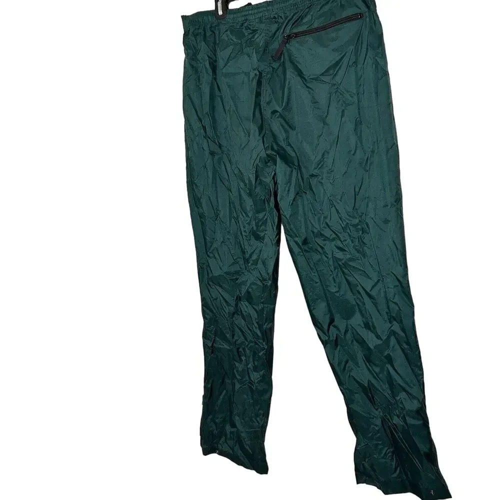 VTG 90s Helly Hansen Packable Nylon Green Side Zip Outdoor Wind Pants XL EUC